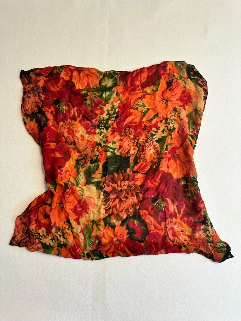 Patricia Nash Floral Square Scarf Orange Red Botanical Print